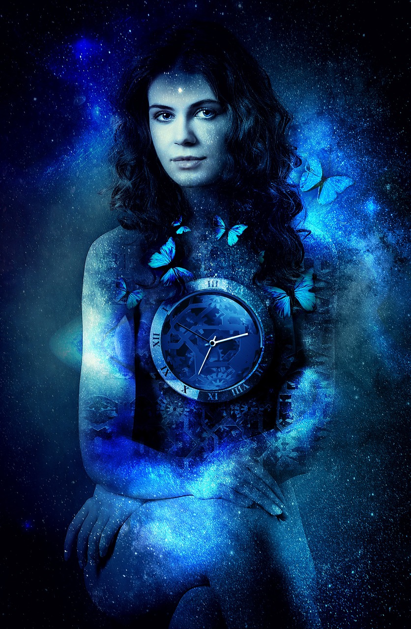 woman, time, universe