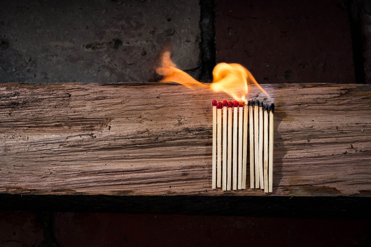 fiamme, gruppo, accendersi, aiutarsi